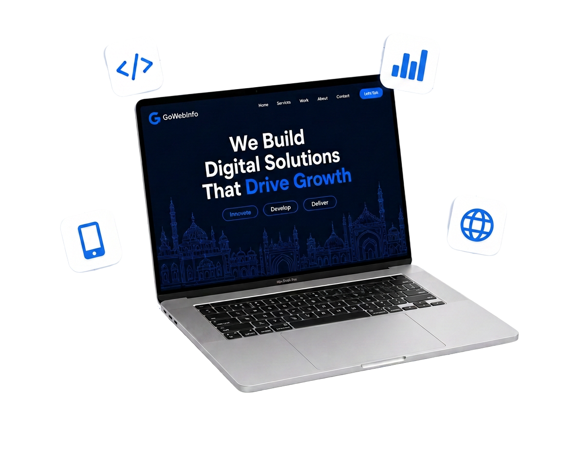 Laptop showing GoWebInfo digital solutions
