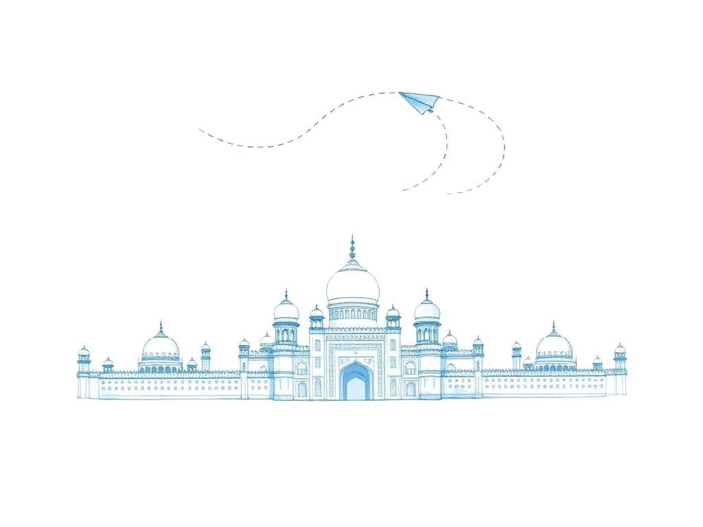 Watercolor illustration of Lucknow heritage skyline